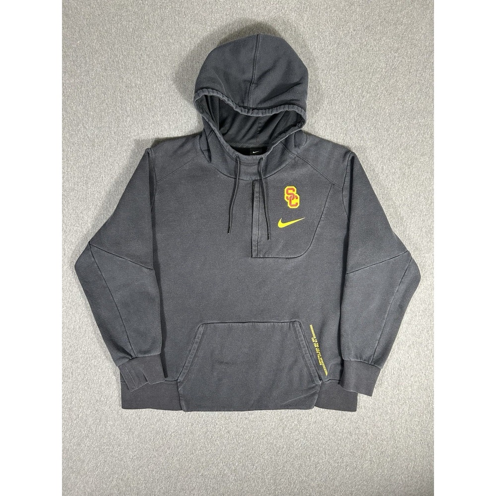 Nike USC Trojans Dri-FIT Hoodie Sweatshirt Half-Zip Pocket Black Men's 2XL